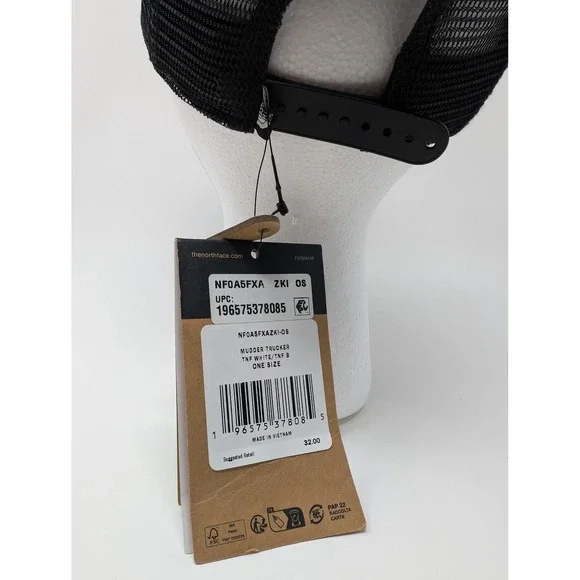The North Face Mudder Trucker Hat White Black Embroidered Logo Adjustable - Picture 3 of 5